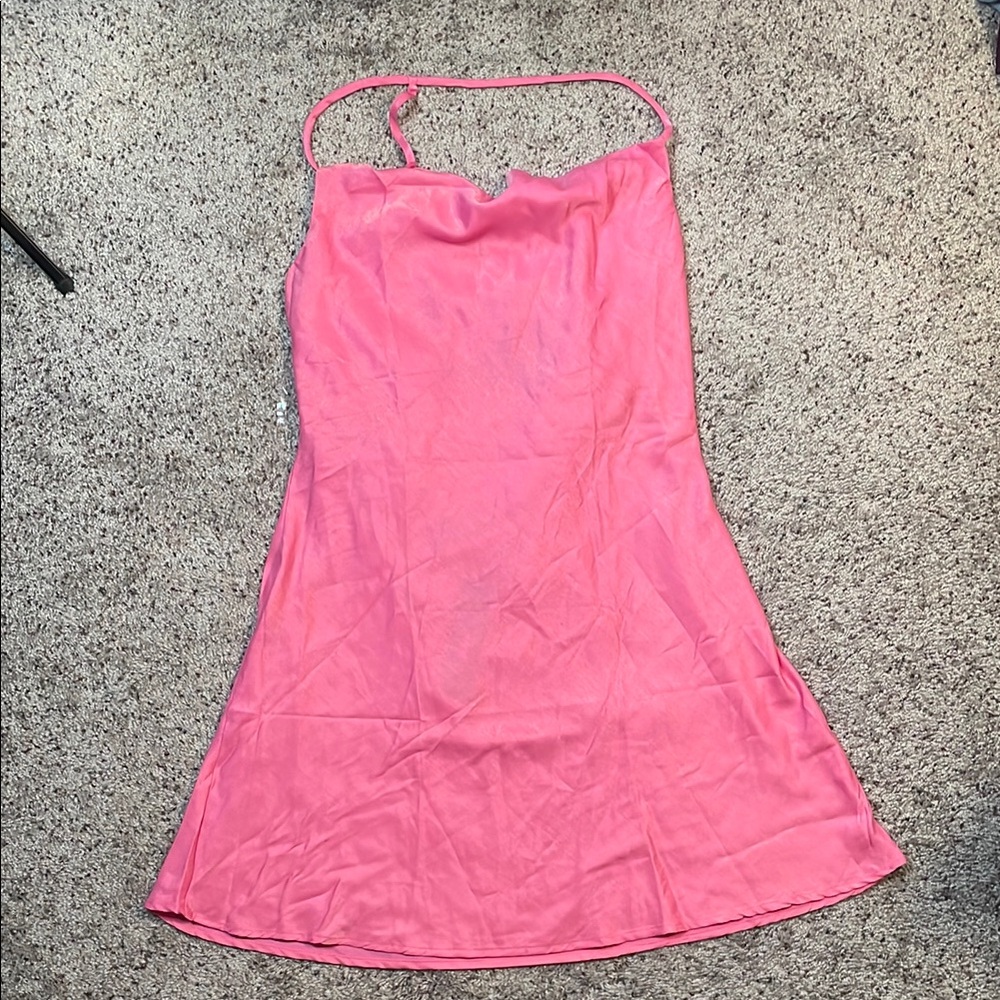 NWT Fashion Nova Scarlett Chambray Mini Dress Pink Size Large